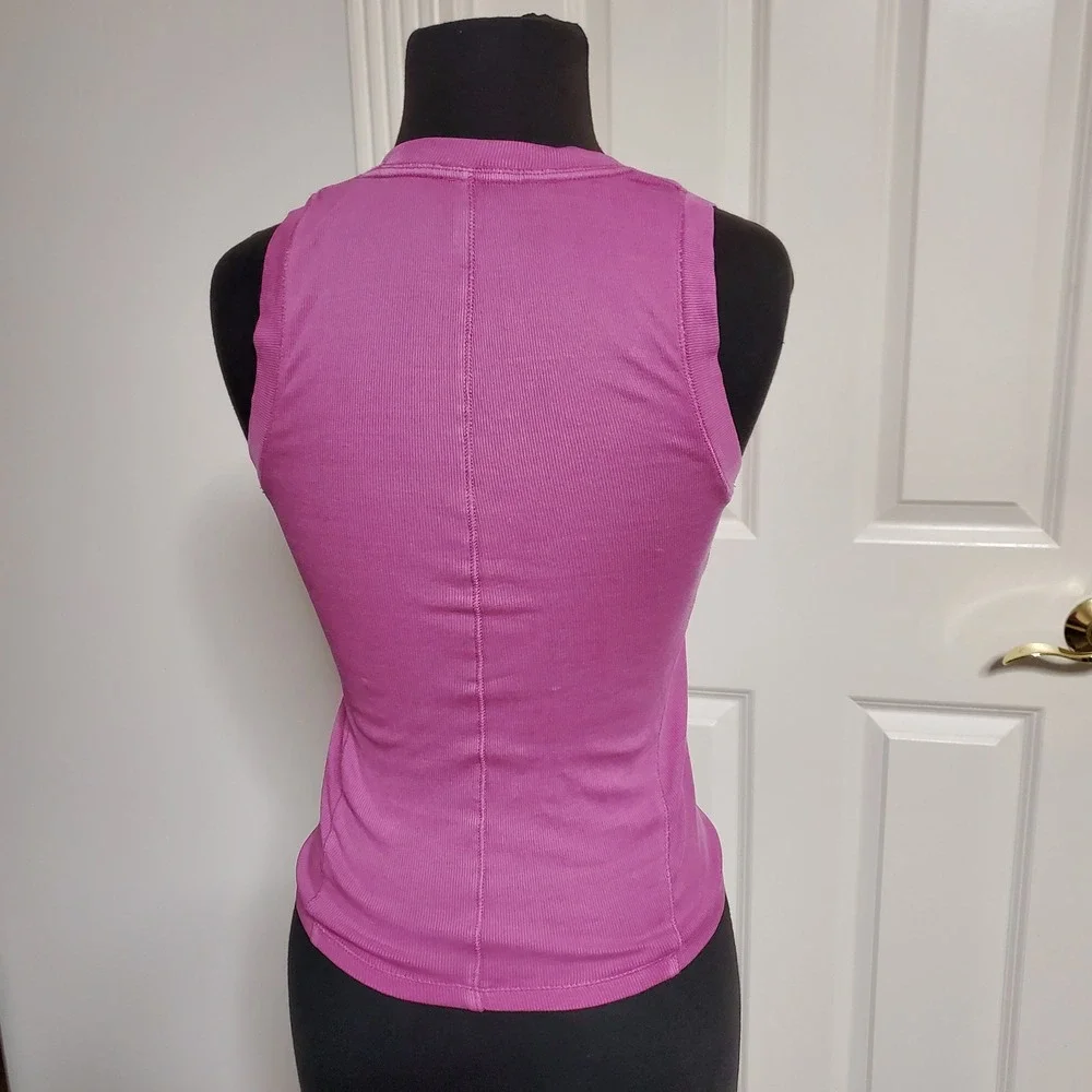 Intimately Free People Purple Ribbed Scoop U-Neck Tank Top Back Seam Womens S/P - Picture 6 of 12